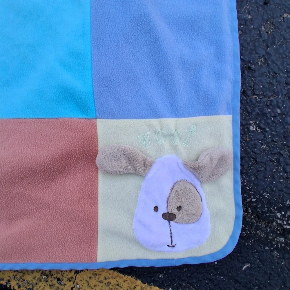 Vintage Baby Activity Blanket Rattle Crinkle Rainbow Monkey Duck Puppy Kitty